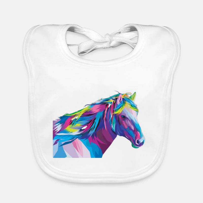 Geometric Rainbow Horse Organic Baby Bibs
