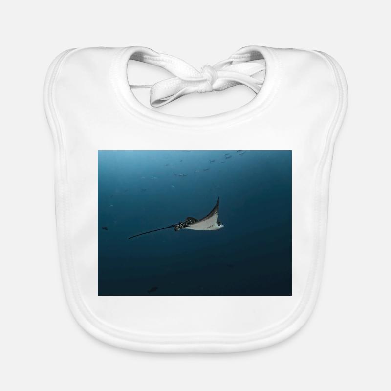 Manta Glise au-dessus de l’Abîme de l’Océan - Bavoir bio Bébé - blanc