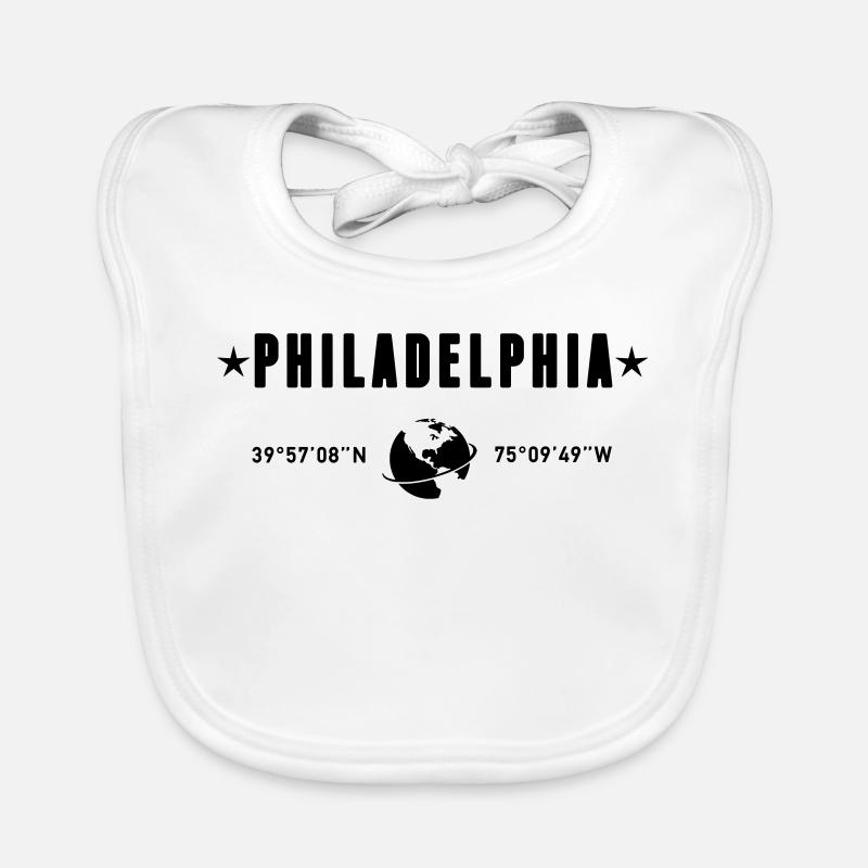 Philadelphia Coordinates Planet Earth Organic Baby Bibs