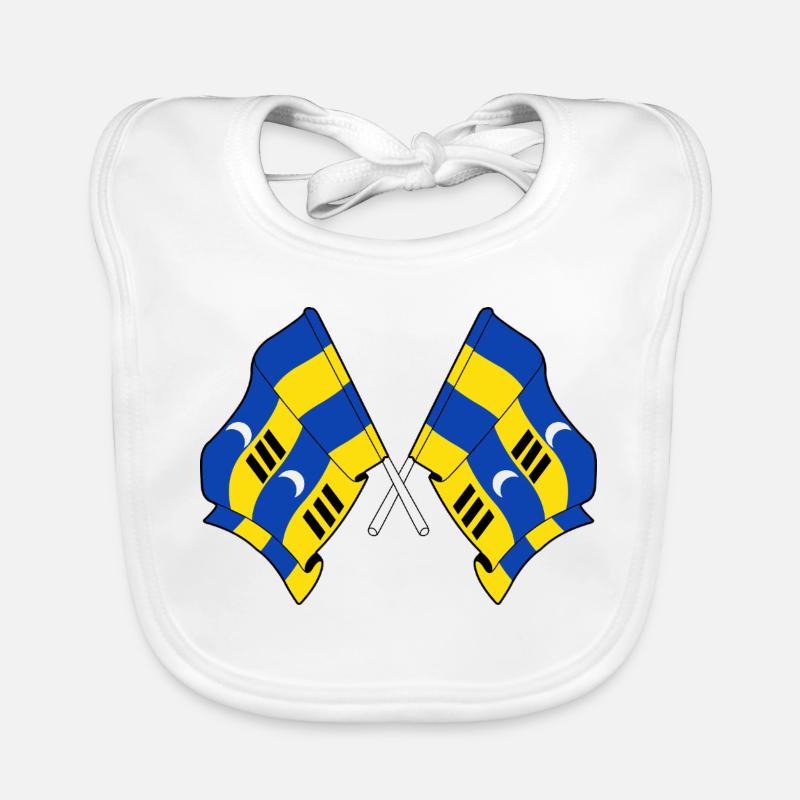 Drapeaux croisés de l’Ameland – Fierté insulaire Bavoir bio Bébé