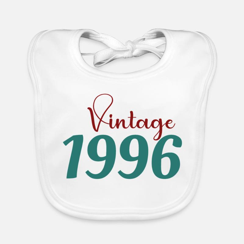 Tee 30 Ans Rétro 70s Né(e) 1996 - Bavoir bio Bébé - blanc