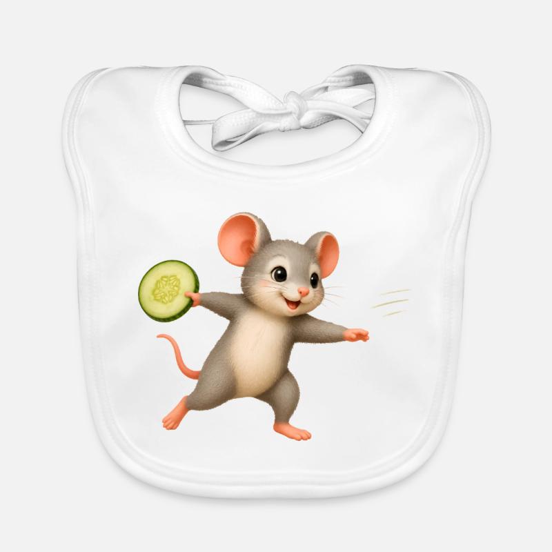 Souris Joyeuse avec Frisbee au concombre Bavoir bio Bébé