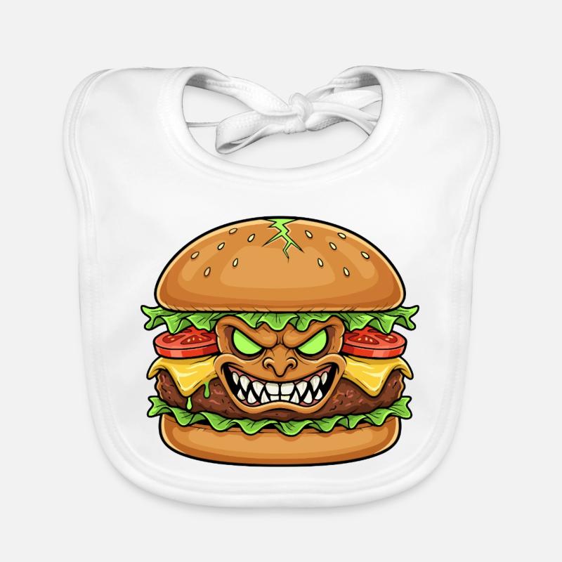 Grimmiger Burgerdämon Cartoon Baby Bio-Lätzchen