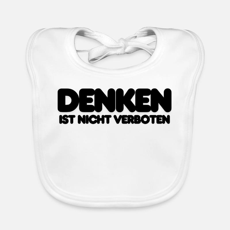 DENKEN IST NICHT VERBOTEN - SCHWARZER IT SPRUCH Baby Bio-Lätzchen