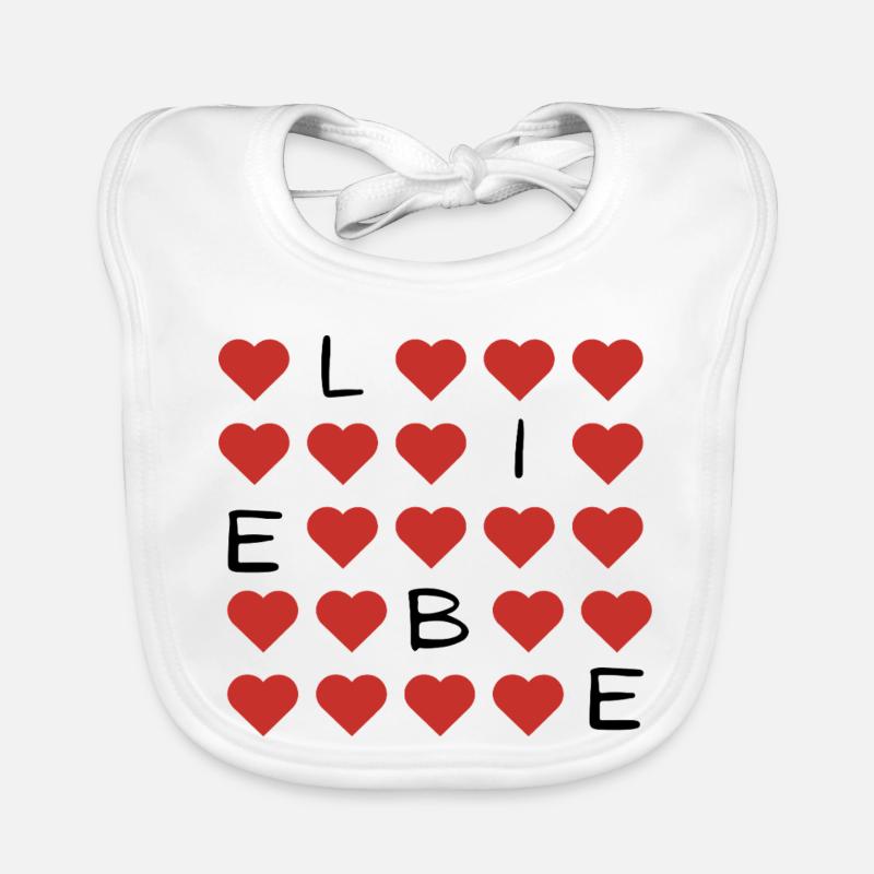 Red Heart Pattern Repeat Organic Baby Bibs