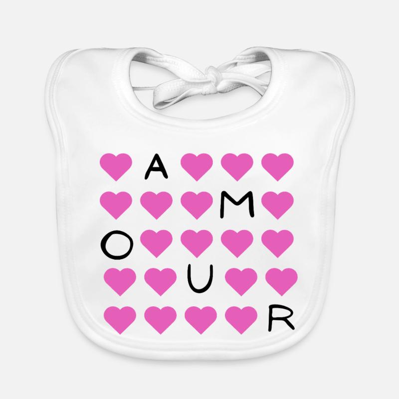 Pink Heart Grid Pattern Organic Baby Bibs