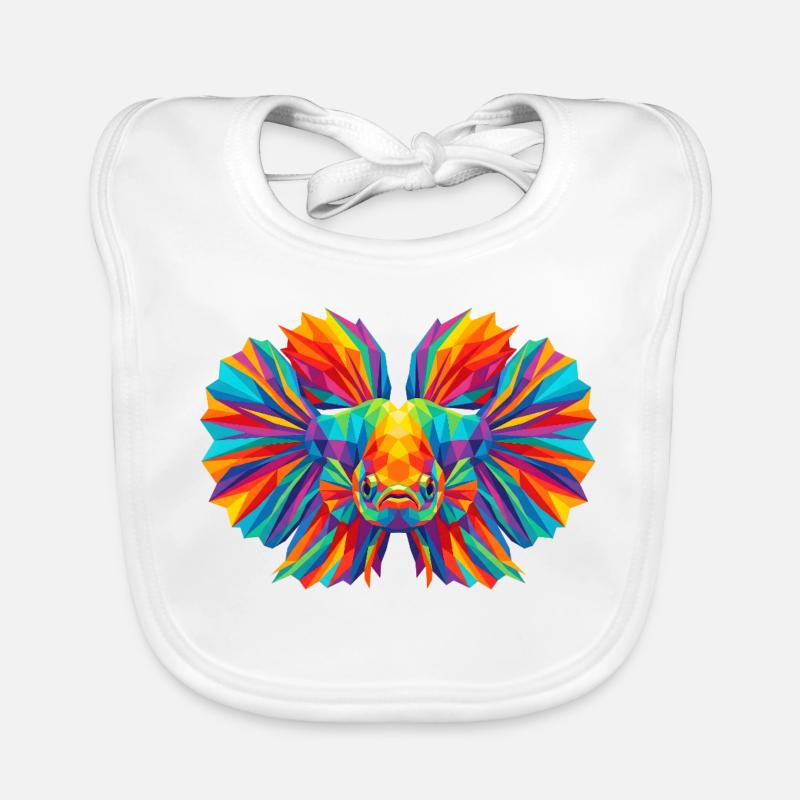 Colorful Geometric Betta Fish Pop Art Organic Baby Bibs