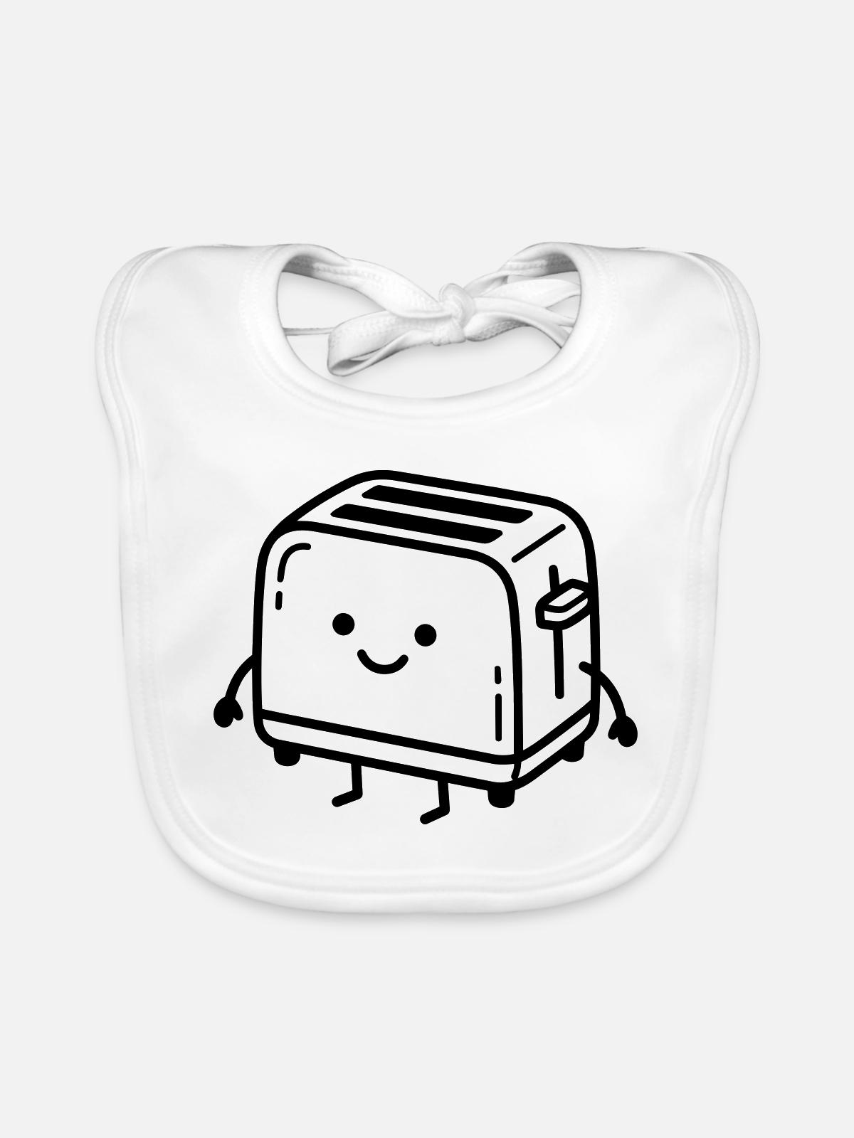 Kawaii-Toaster - Baby Bio-Lätzchen - Weiß - Vorne