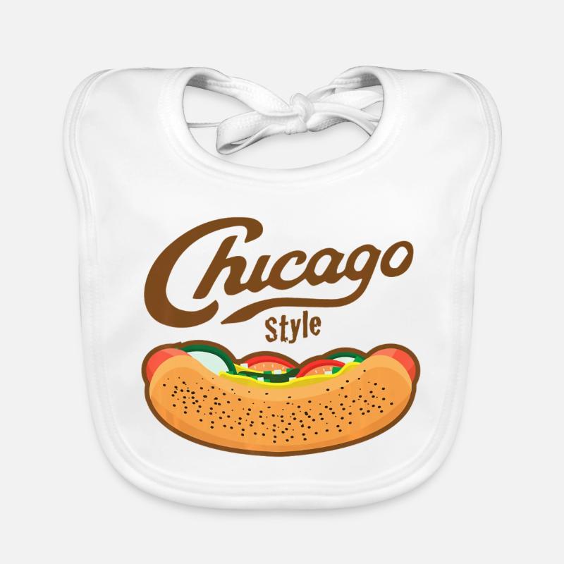 Chicago Style Hot-Dog-Tee - Baby Bio-Lätzchen - Weiß
