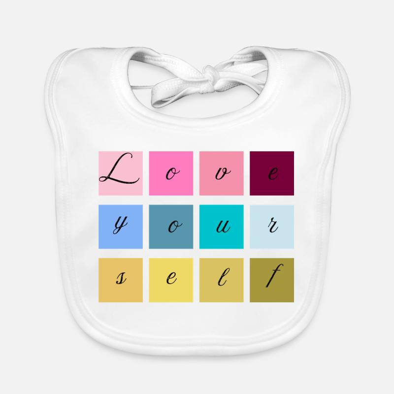 Aimez-vous en lettres pastel - Bavoir bio Bébé - blanc