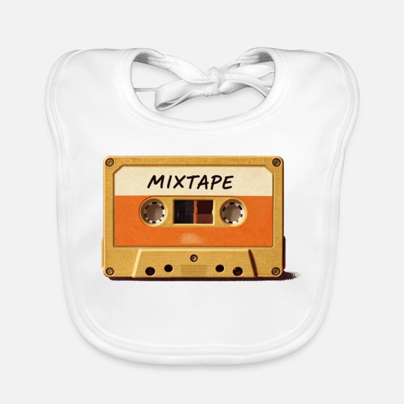 Mixtape Retro Kassette - Baby Bio-Lätzchen - Weiß