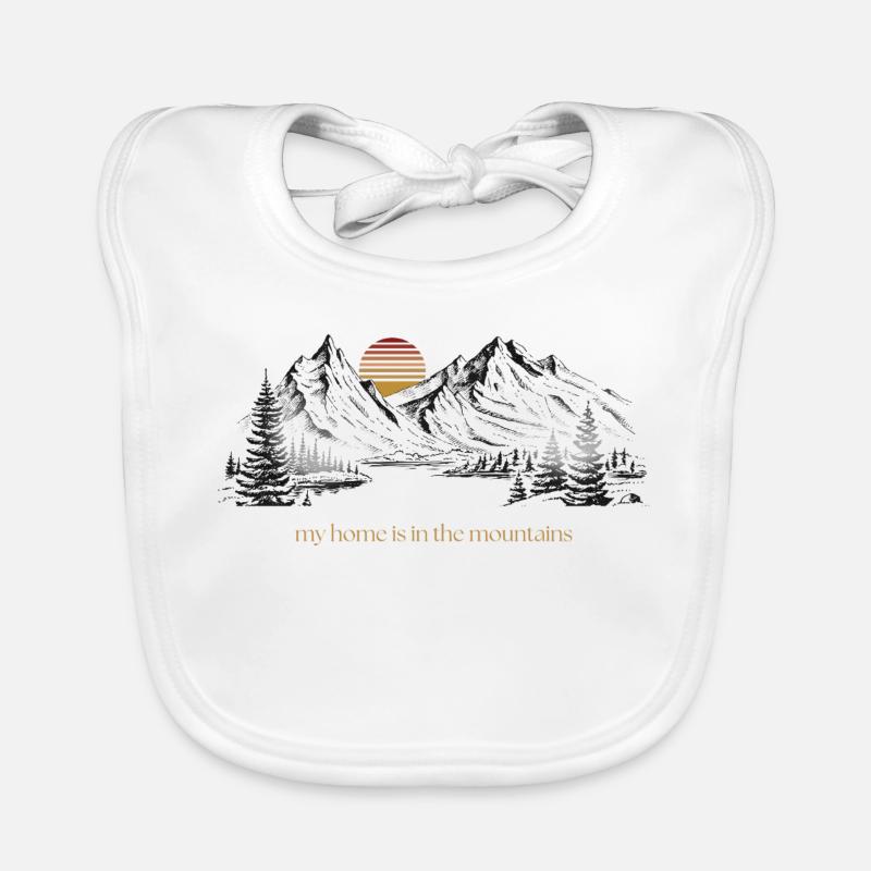 Ma maison est dans les montagnes - Bavoir bio Bébé - blanc