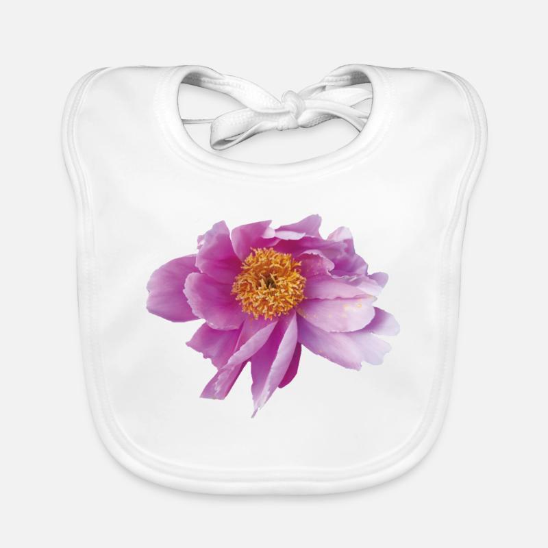 Peony_Dancing_in_Wind - Bavoir bio Bébé - blanc