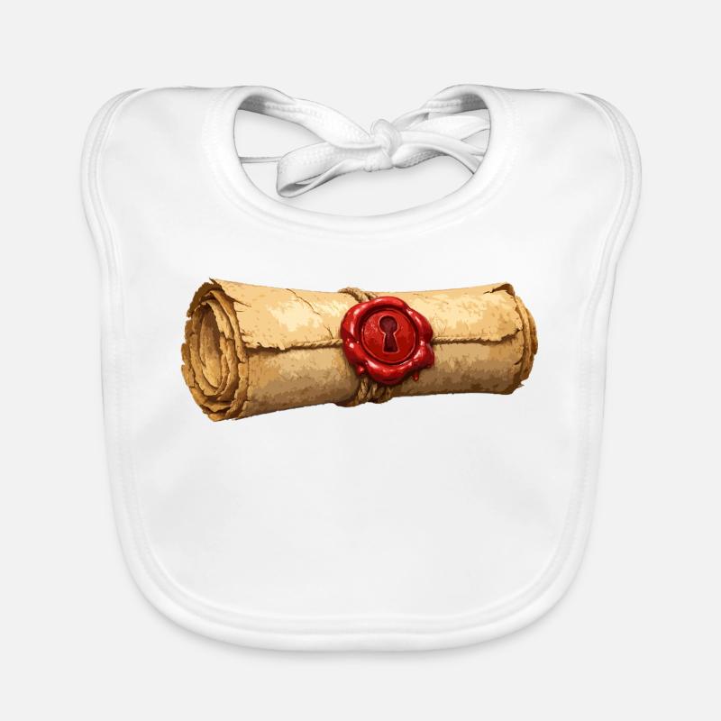 Papyrus Scroll with Red Seal Organic Baby Bibs