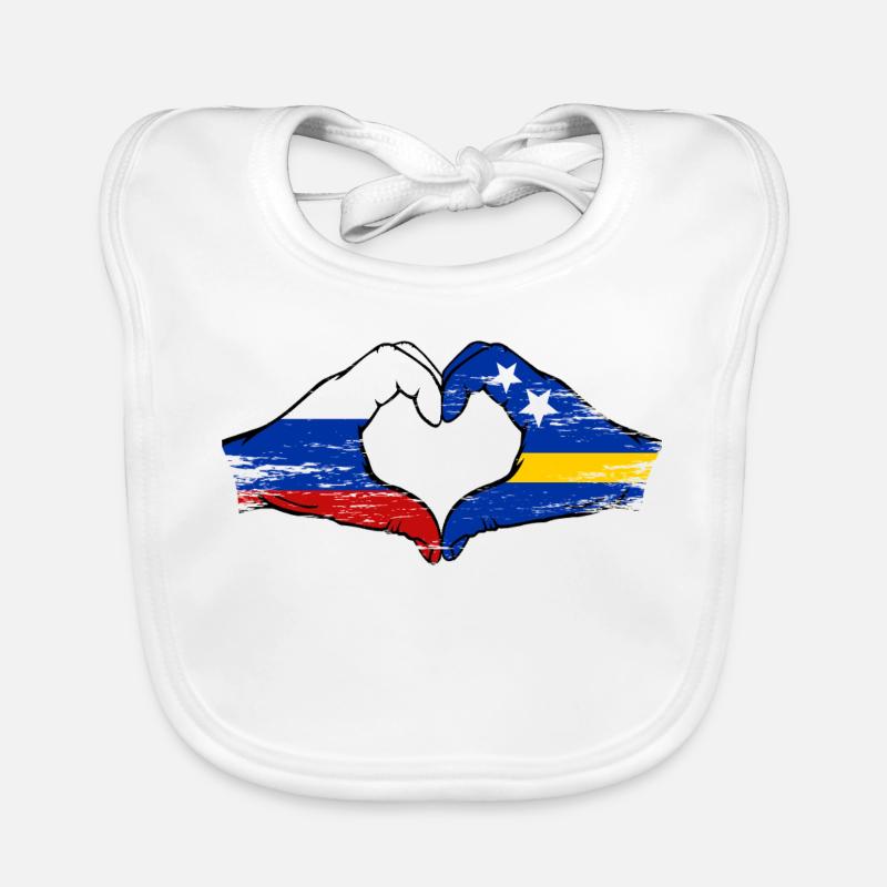 Mains du drapeau de la Russie de Curaçao en forme de cœur utilisées Bavoir bio Bébé