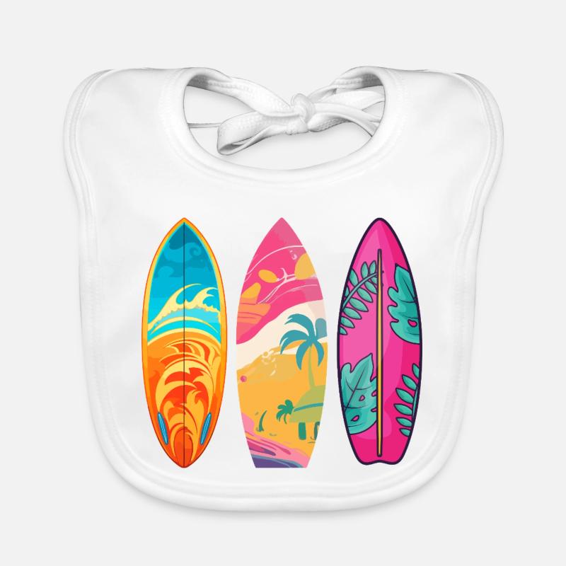 Surf Tropic Buntes Triptychon Baby Bio-Lätzchen