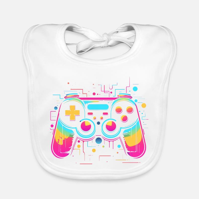 Game Controller Retrowave Look Organic Baby Bibs