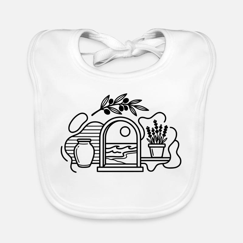 Mediterranean Breeze Olive Branch and Aegean View Organic Baby Bibs