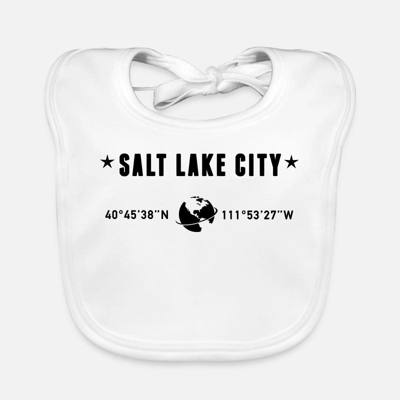Salt Lake City Utah Coordinates Globe Organic Baby Bibs