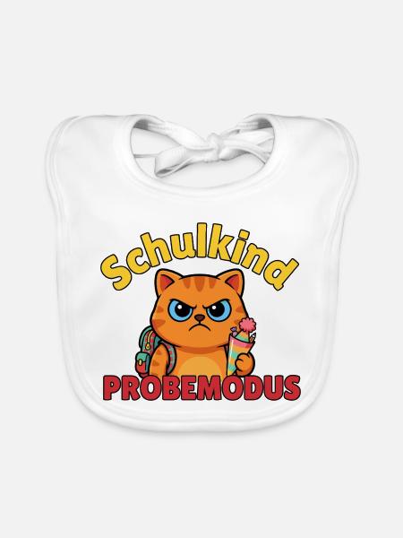 Schulkatze im Problemmodus - Baby Bio-Lätzchen - Weiß - Vorne