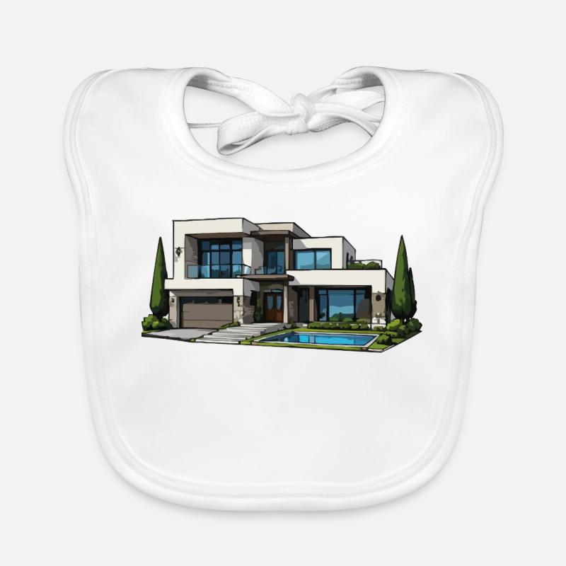 Modern villa with pool Organic Baby Bibs