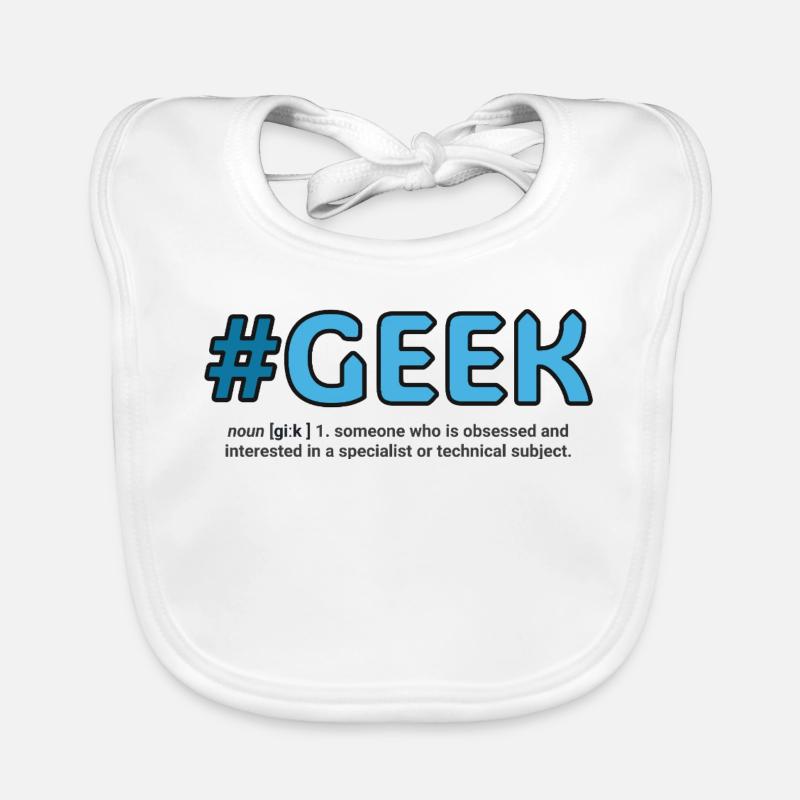 Écusson bleu du Hashtag Geek Bavoir bio Bébé
