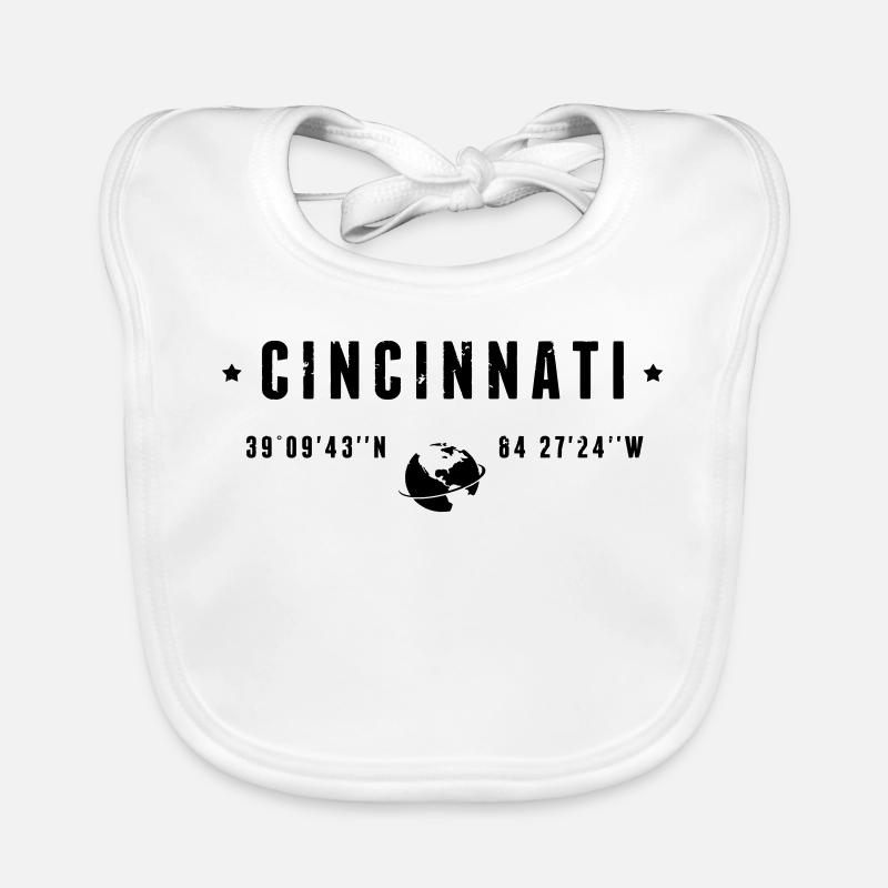 Cincinnati Ohio Coordinates Gps Globe Organic Baby Bibs
