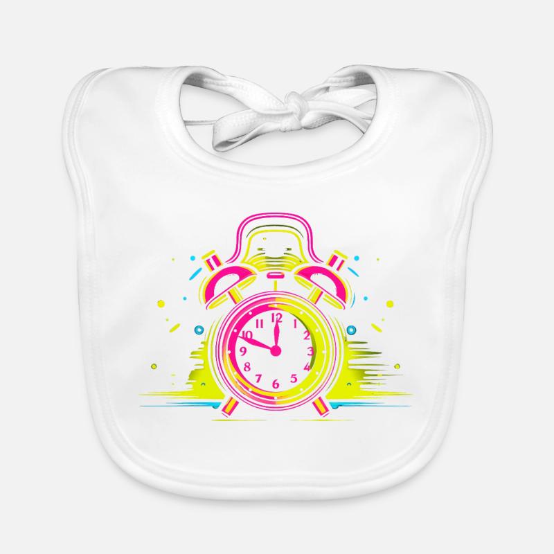 Alarm Clock Synthwave Organic Baby Bibs