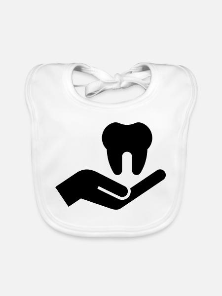 Dentiste, dentiste, cabinet dentaire - Bavoir bio Bébé - blanc - Devant