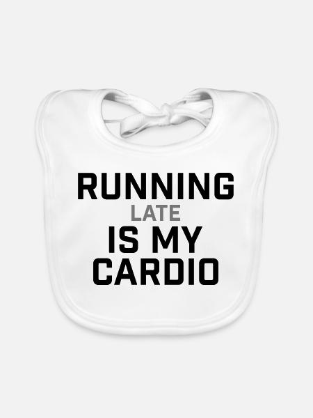 Courir en retard, c’est mon cardio qui le dit - Bavoir bio Bébé - blanc - Devant