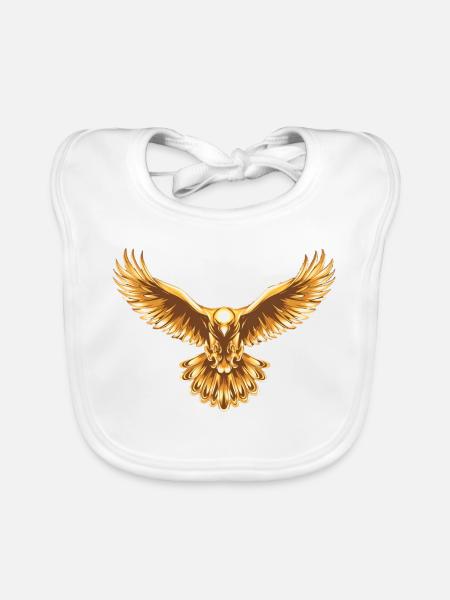 Emblème de l’Aile d’Aigle d’Or - Bavoir bio Bébé - blanc - Devant