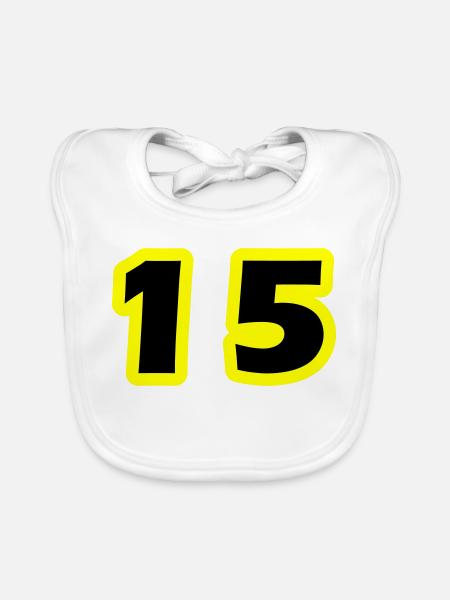 Symbole numérique 15 - Bavoir bio Bébé - blanc - Devant