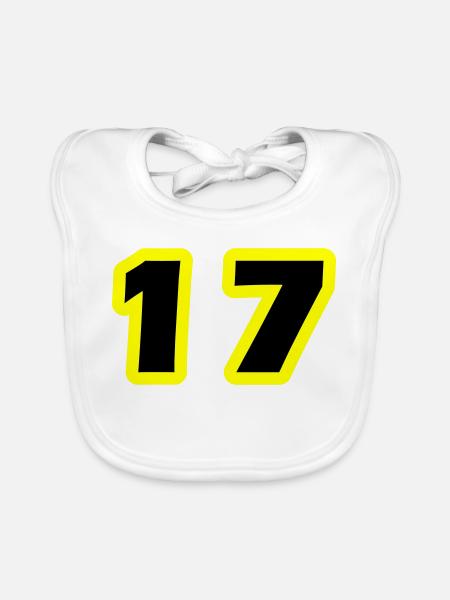 17 Number Symbol - Organic Baby Bibs - white - Front