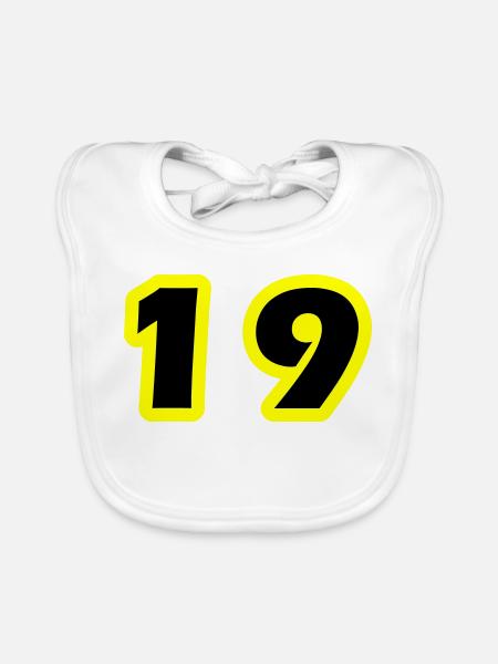 Symbole numérique 19 - Bavoir bio Bébé - blanc - Devant