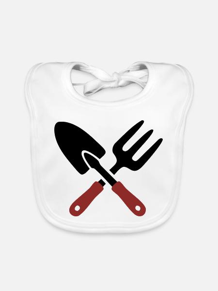 Garden Tool Shovel Icon - Organic Baby Bibs - white - Front