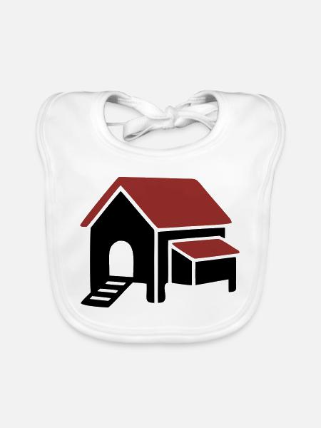 Chicken coop farm icon - Organic Baby Bibs - white - Front