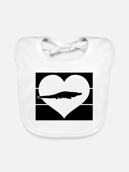 Alligator Heart - Organic Baby Bibs - white - Front