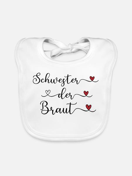 Schwester der Braut niedliches Design mit Herz - Baby Bio-Lätzchen - Weiß - Vorne