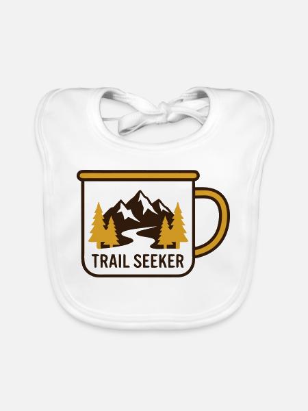 Logo de randonnée Mountains Mug - Bavoir bio Bébé - blanc - Devant