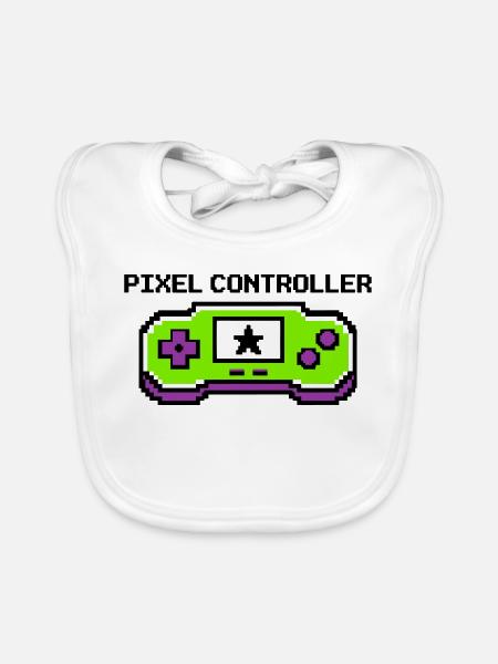 Pixel Controller Logo Grafik - Baby Bio-Lätzchen - Weiß - Vorne