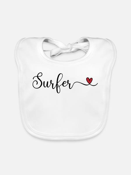 Surfer Heart - Baby Bio-Lätzchen - Weiß - Vorne