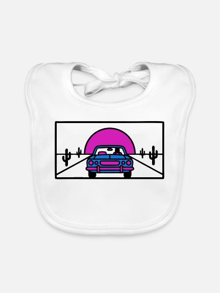 Desert Highway Car Logo - Organic Baby Bibs - white - Front