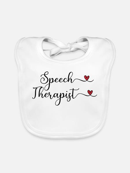 Speech Therapist with a Heart - Organic Baby Bibs - white - Front