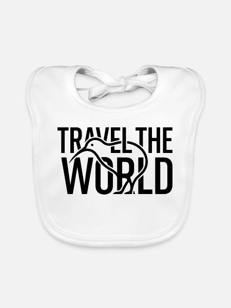 Kiwi Bird Outline Travel The World – Minimalist - Organic Baby Bibs - white - Front