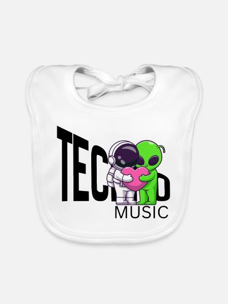 Cosmic Hug: Alien and Astronaut - Organic Baby Bibs - white - Front