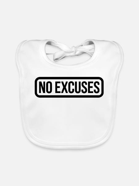 Citation motivante sans excuses - Bavoir bio Bébé - blanc - Devant