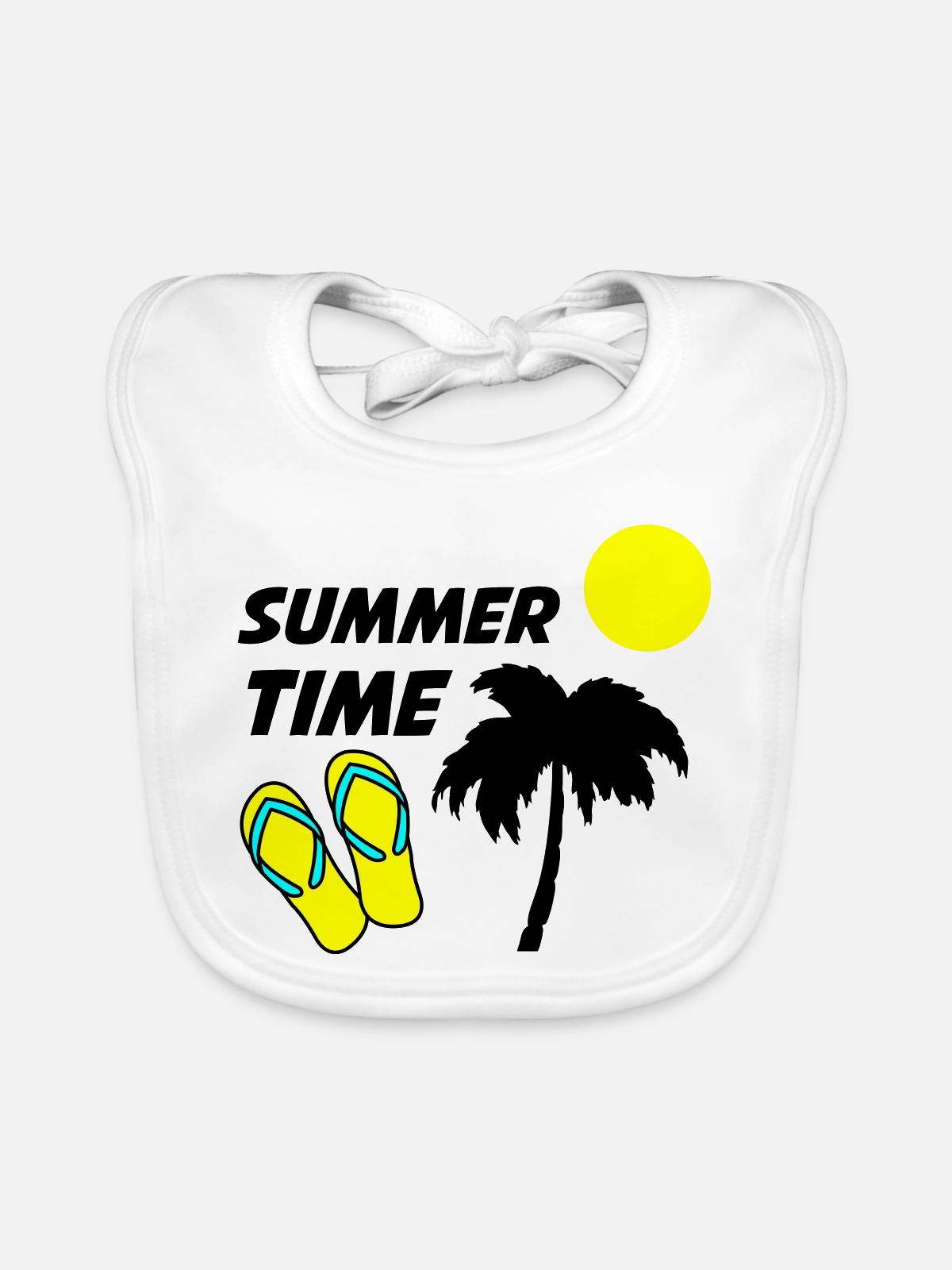 Strandflipflops im Sonnenlicht - Baby Bio-Lätzchen - Weiß - Vorne