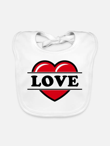 Heart / Heart / Love (Black 2C) - Organic Baby Bibs - white - Front