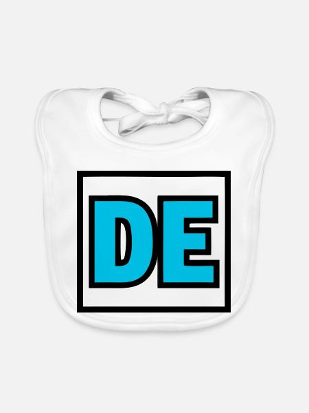 Lettres initiales DE Logo - Bavoir bio Bébé - blanc - Devant