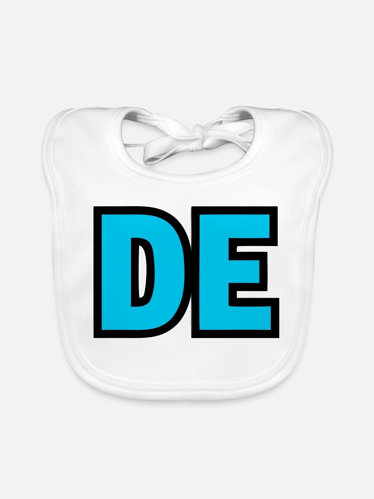 DE Initialen Block Logo - Baby Bio-Lätzchen - Weiß - Vorne